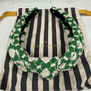 Lele Sadoughi Kelly Green Eyelet Embroidered Veronica Headband